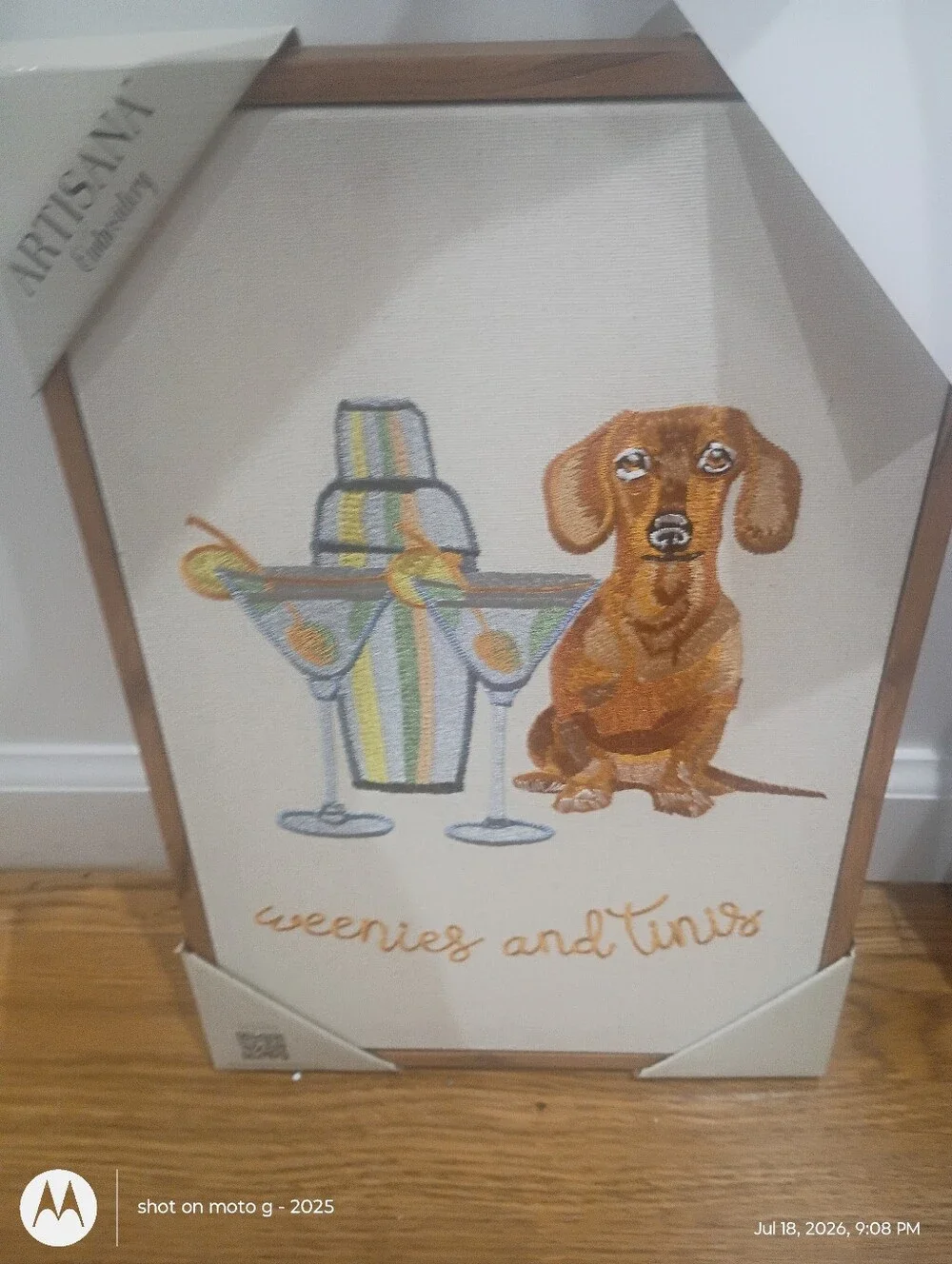 Artisan Embroidery 'Weenies and Tinis' Brown Dachshund Canvas Wall Art